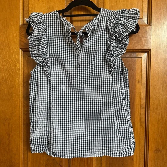 Barbour Women’s Gingham Ruffle Sleeve Blouse - Picture 3 of 4